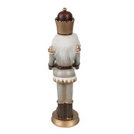 Clayre & Eef | Kerstdecoratie Beeld Notenkraker met Kalender Grijs, Goudkleurig 7x7x22 cm | 6PR4952
