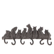 Clayre & Eef | Wandkapstok 6 haken Katten Bruin 36x5x16 cm | 6Y3207