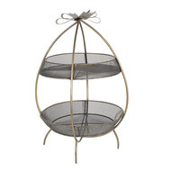 Clayre & Eef | Etagère 2 laags Goudkleurig ø 34x51 cm | 6Y5326