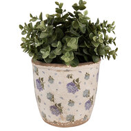 Clayre & Eef | Bloempot Binnen Beige Blauw ø 14x13 cm | 6CE1638M
