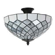 Clayre & Eef | Plafondlamp Tiffany Grijs ø 41x24 cm E14/max 2x40W | 5LL-6331
