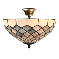 Clayre & Eef | Plafondlamp Tiffany Grijs ø 41x24 cm E14/max 2x40W | 5LL-6331