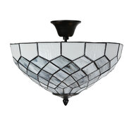 Clayre & Eef | Plafondlamp Tiffany Grijs ø 41x24 cm E14/max 2x40W | 5LL-6331
