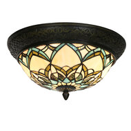Clayre & Eef | Plafondlamp Tiffany Beige ø 37x19 cm E14/max 2x40W | 5LL-6335