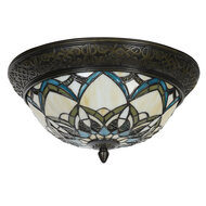 Clayre & Eef | Plafondlamp Tiffany Beige ø 37x19 cm E14/max 2x40W | 5LL-6335