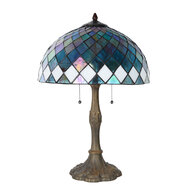 Clayre & Eef | Tiffany Tafellamp Blauw ø 40x61 cm E27/max 2x60W | 5LL-6347