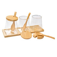 Clayre & Eef | Voorraadpot Deksel Transparant (3) 7x7x10 cm / 29x9x12 cm | 6GL4410
