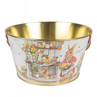 Clayre &amp; Eef   | Opbergmand Wit Blauw Rood &oslash; 19x10 cm | 6BL0107