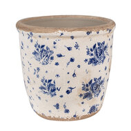 Clayre &amp; Eef   | Bloempot Binnen Beige Blauw &oslash; 15x14 cm | 6CE1658M