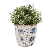 Clayre &amp; Eef   | Bloempot Binnen Beige Blauw &oslash; 15x14 cm | 6CE1658M