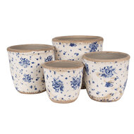 Clayre &amp; Eef   | Bloempot Binnen Beige Blauw &oslash; 15x14 cm | 6CE1658M