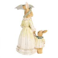Clayre & Eef | Decoratie Beeld Konijn met paraplu bruin groen 16x14x21 cm | 6PR5020