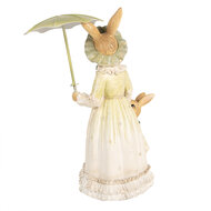 Clayre & Eef | Decoratie Beeld Konijn met paraplu bruin groen 16x14x21 cm | 6PR5020