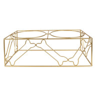 Clayre & Eef | Voerbak Hond Kat Goudkleurig 38x20x14 cm / 2x500 ml | 6Y5431