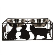 Clayre & Eef | Voerbak Kat Zwart 38x20x14 cm / 2x500 ml | 6Y5432