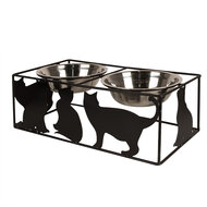 Clayre & Eef | Voerbak Kat Zwart 38x20x14 cm / 2x500 ml | 6Y5432