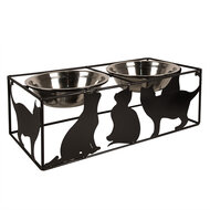 Clayre & Eef | Voerbak Kat Zwart 38x20x14 cm / 2x500 ml | 6Y5432