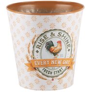 Dekoratief | Bloempot 'Rise and Shine', wit/oranje, metaal, 15x15x15cm | A240265