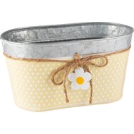 Dekoratief | Bakje ovaal m/bloem, geel, metaal, 26x15x14cm | A240273