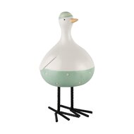 Dekoratief | Zeevogel staand m/broekje, wit/blauw, resina, 10x10x20cm | A240311