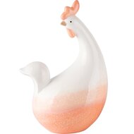 Dekoratief | Deco kip wit/peach, keramiek, 17x12x25cm | A240314