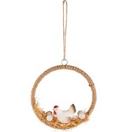 Dekoratief | Hanger ring m/kip, naturel, metaal/jute, 13x12x2cm | A240530