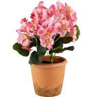 Dekoratief | Bloempot m/roze bloemen, PVC, 15x15x23cm | A240580
