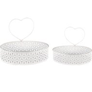 Dekoratief | Set 2 bakjes m/hart, ovaal, wit, metaal, 26x20x23cm | A240762