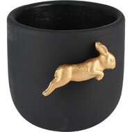 Dekoratief | Bloempot m/bunny, zwart/goud, cement, 14x14x14cm | A240796