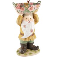 Dekoratief | Gnoom m/vogelbad, multicolor, resina, 21x17x39cm | A240894