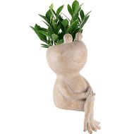 Dekoratief | Bloempot kikker, grijs, resina, 15x19x33cm | A240633
