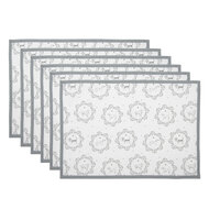 Clayre & Eef | Placemats Set van 6 Wit Grijs 48x33 cm | LGD40