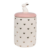 Clayre & Eef | Voorraadpot Wit Roze ø 12x23 cm | 6CE1680