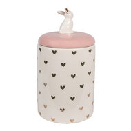 Clayre & Eef | Voorraadpot Wit Roze ø 12x23 cm | 6CE1680