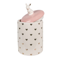 Clayre & Eef | Voorraadpot Wit Roze ø 12x23 cm | 6CE1680