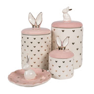 Clayre & Eef | Voorraadpot Wit Roze ø 12x23 cm | 6CE1680