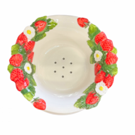 Aardbeien-test groot Ø 28 cm schaal wit rood groen | TR15 | Piccobella Italiaans Servies