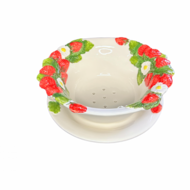 Aardbeien-test groot Ø 28 cm schaal wit rood groen | TR15 | Piccobella Italiaans Servies