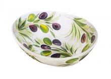 Organische schaal olijven maat L Ø24cm groen wit aardewerk | GB033 | Piccobella Italiaans Servies