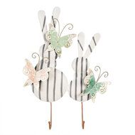 Clayre & Eef | Wandhaak Konijnen Wit Grijs 35x6x47 cm | 6Y5600