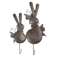 Clayre & Eef | Wandhaak Konijnen Wit Grijs 35x6x47 cm | 6Y5600