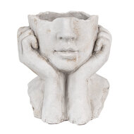 Clayre & Eef | Bloempot Binnen Hoofd Grijs 20x17x22 cm | 6TE0498L