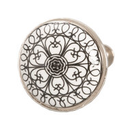 Clayre &amp; Eef   | Deurknop Zwart Wit &oslash; 3x2 cm | 61887