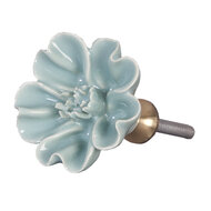 Clayre &amp; Eef   | Deurknop Blauw Bruin &oslash; 5x3 cm / S3 cm | 62352