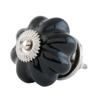 Clayre & Eef | Deurknop Zwart Zilverkleurig ø 4x3 cm | 63511