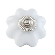 Clayre & Eef | Deurknop Wit Zilverkleurig ø 4x3 cm | 63514