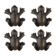 Clayre & Eef | Deurknop Set van 4 Kikker Bruin 4x4x4 cm / S3 cm | 64890