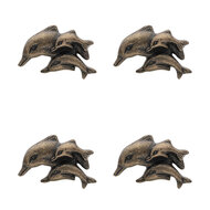 Clayre &amp; Eef   | Deurknop Set van 4 Dolfijn Bruin 6x4x4 cm / S3 cm | 64897