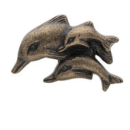 Clayre &amp; Eef   | Deurknop Set van 4 Dolfijn Bruin 6x4x4 cm / S3 cm | 64897