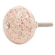 Clayre &amp; Eef   | Deurknop Rood Beige &oslash; 4x3 cm / S3 cm | 65054
